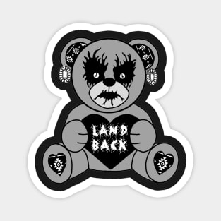 Black Metal Land Back Teddy Bear Magnet