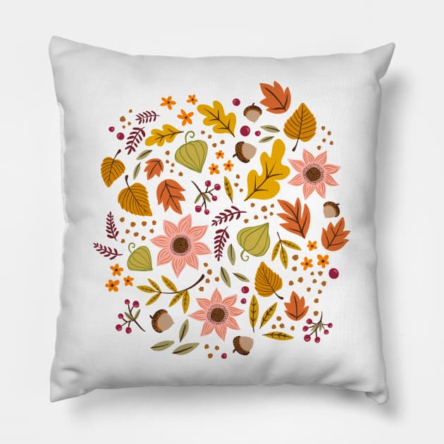Autumn Floral, Light Pillow by Jacqueline Hurd