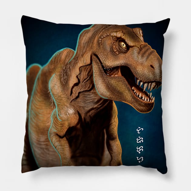 Tyrannosaurus rex - White Pillow by Thor Reyes