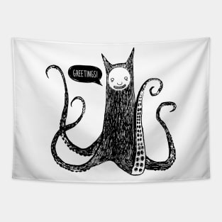 Greetings from the kraken cat Tapestry