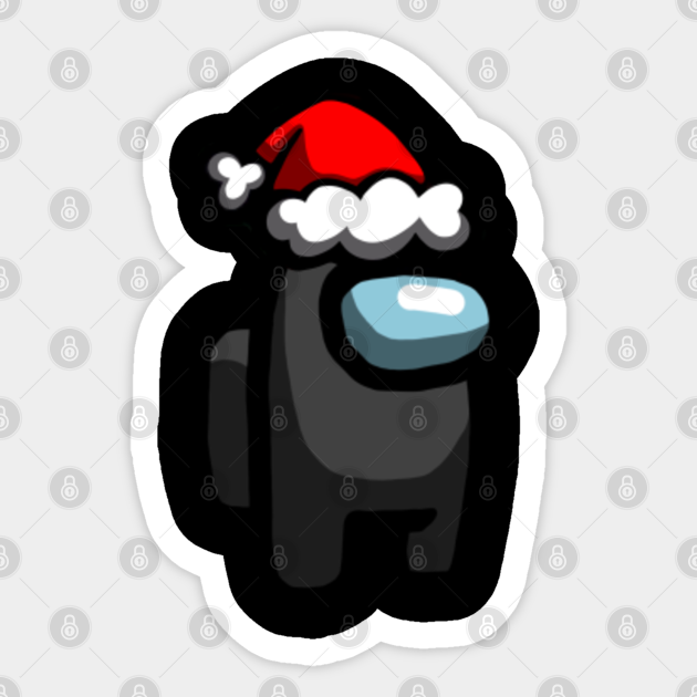 Black Santa Hat Among Us Character Among Us Crewmate Sticker Teepublic