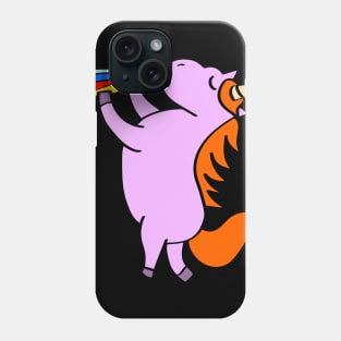 Pink unicorn drinking from the bottle Phone Case