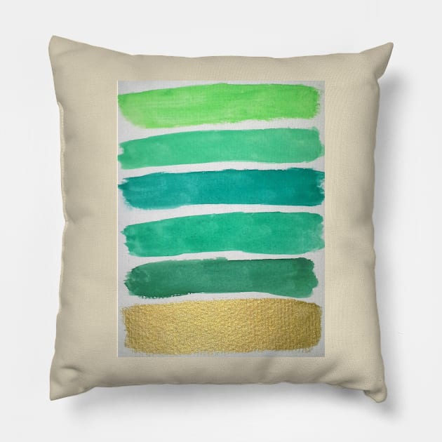 Gold and Green Stripes Pillow by DanielleGensler