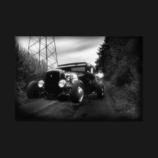 1929 Ford Model A, Hot Rod, black white T-Shirt