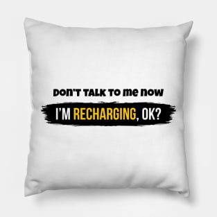 Don't talk to me now, I'm recharging, ok? Pillow