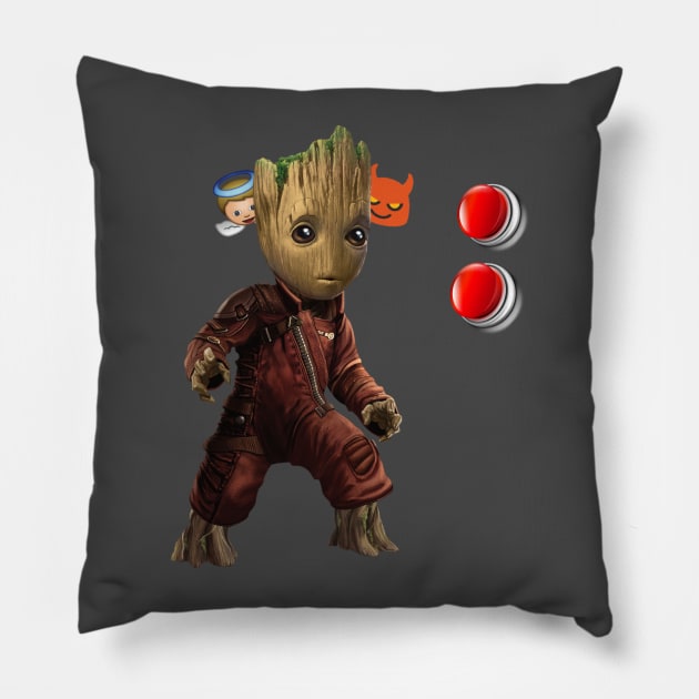 Groot pushing the button Pillow by marius28