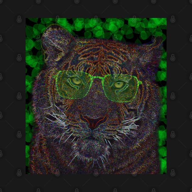 Cool Tiger with Green Glasses by Crazydodo