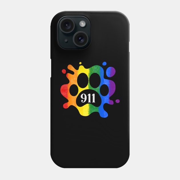 Dispatcher LGBTQIA 911 Rainbow Pride Paw Print Phone Case by Shirts by Jamie