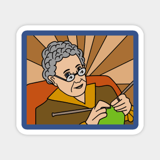 Grandma At The Knitting Hobby Crocheting Magnet