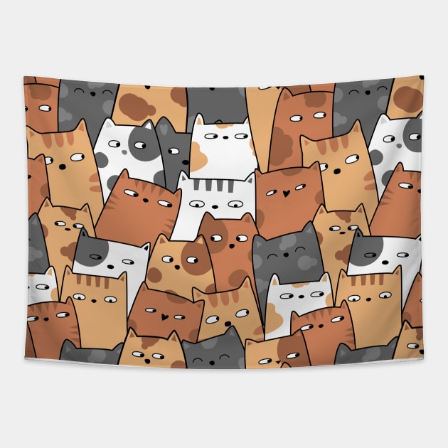 Cat Kittens Cute Pattern Design With Cats in Various Poses Fun Funny Design Tapestry by ivaostrogonac
