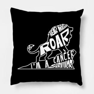 lung cancer Awareness white ribbon hear me roar I'm a cancer survivor Pillow