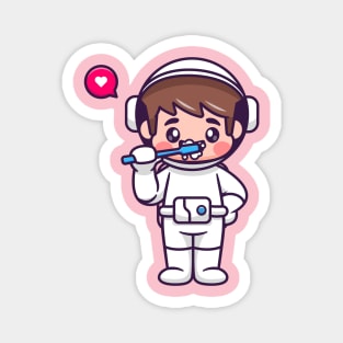 Cute Boy Astronaut Brush Teeth Cartoon Magnet