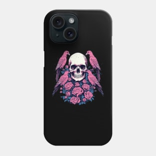 Skull and Flowers and Birds Phone Case