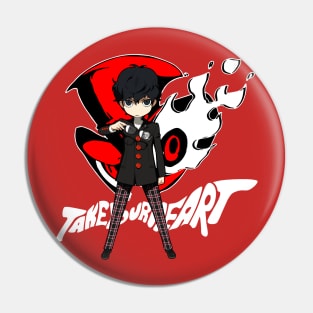 Chibi Protagonist will take your heart Pin