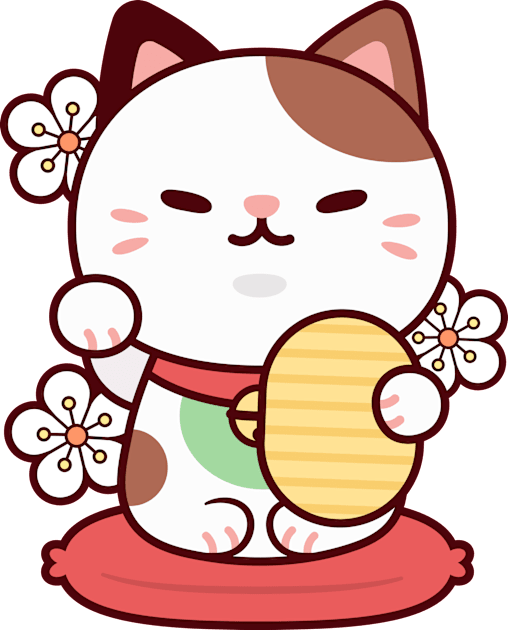 Maneki Cat Kawaii Kids T-Shirt by kudasai