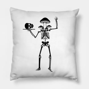 Mushroom Skeleton Skull Trippy Pillow