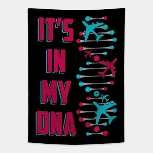 Funny Aviation DNA - Airplanes Lover - Aviator Quote Tapestry