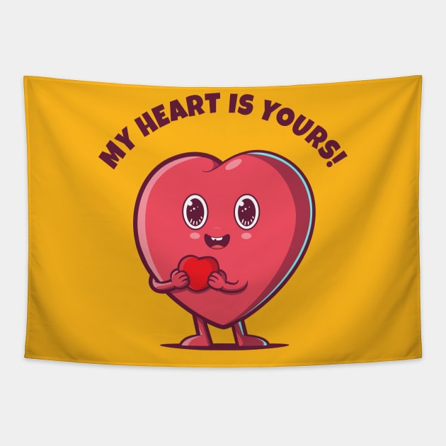 My heart is yours - love heart (on light colors) Tapestry by Messy Nessie