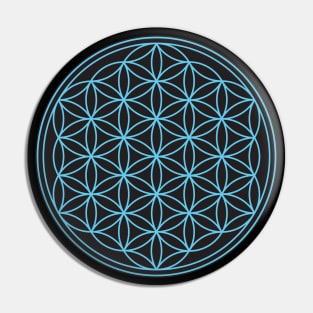 Flower of Life Blue on Black Pin