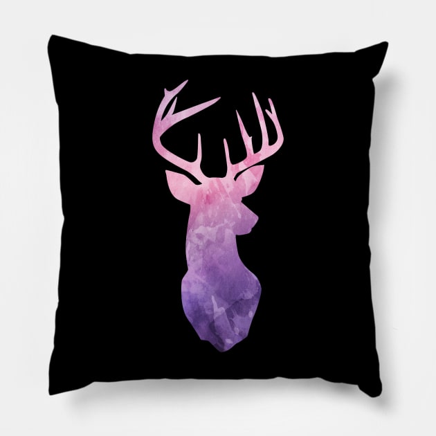 Deer Head Illustration Pillow by HUNTINGisLIFE