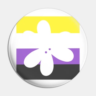 Flower Outline - discreet nonbinary pride flag Pin