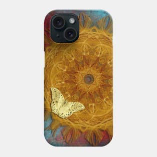 Magical fire mandala and gold butterfly Phone Case