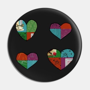 Jewel-Tone Patchwork Hearts Pin