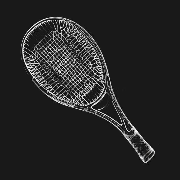 tennis sport racket line art drawing style lover by tonparkorn