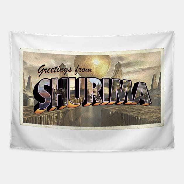 Greetings from shurima vintage Tapestry by Scrapyardigan