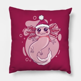 Cute Christmas Axolotl Cartoon Pillow