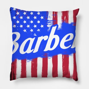 American Flag Barber Family Gift For Men Women, Surname Last Name Pillow