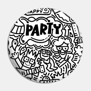 Hand drawn, doodle party set. Pin