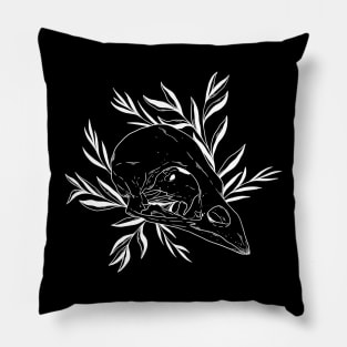 Botanical Bird Skull Pillow