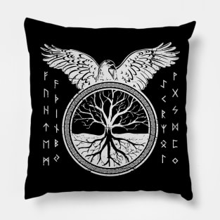 Tree of life  -Yggdrasil and  Runes alphabet Pillow