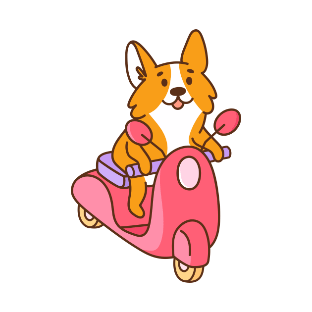 Corgi dog on scooter by Viaire