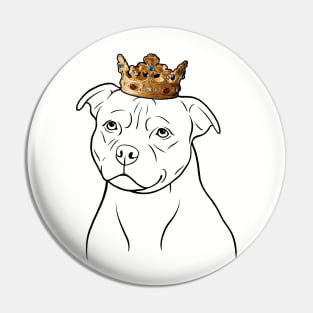 Staffordshire Bull Terrier Dog King Queen Wearing Crown Pin