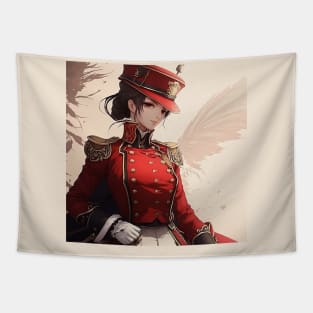 Elegant Anime Lady in Red Coat - Exclusive Design Tapestry