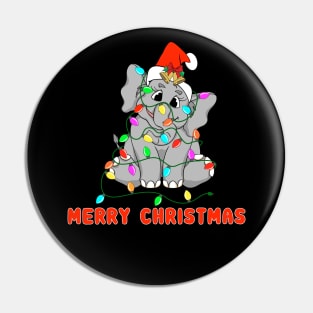 Christmas Shirt With Elephant And Christmas Lights Pin