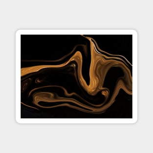 Soft Golden Flow - Digital Liquid Paint Swirls Magnet