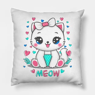 Little White Cat Pillow