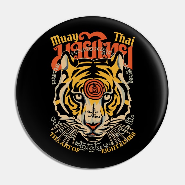 Muay Thai Tiger Tattoo Pin by KewaleeTee