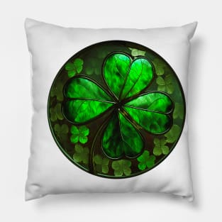 Stained Glass Four Leaf Clover Pillow