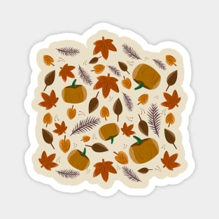 Autumn Leaves Pumpkin Pattern Magnet