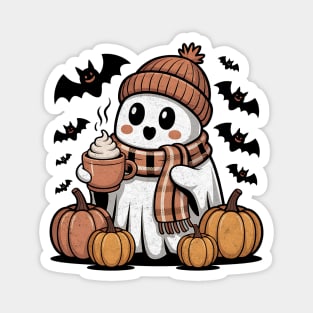 Pumpkin Spice Cozy Ghost Design Magnet