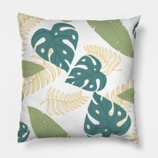 Cute tropical Green summer leaf pattern seamless Pillow