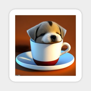 Puppuccino Coffee And Cute Puppy Dog Magnet