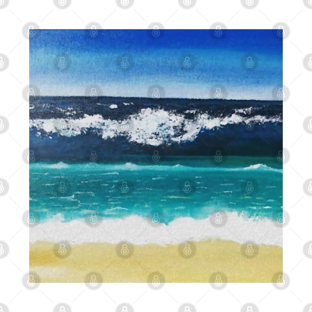 Beach Blue Waves Digital Oil Painting by Glenn Landas Digital Art