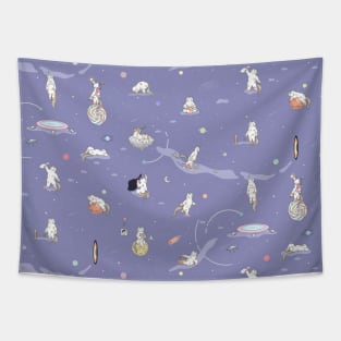 Weird Unicorn Cat in Space Tapestry