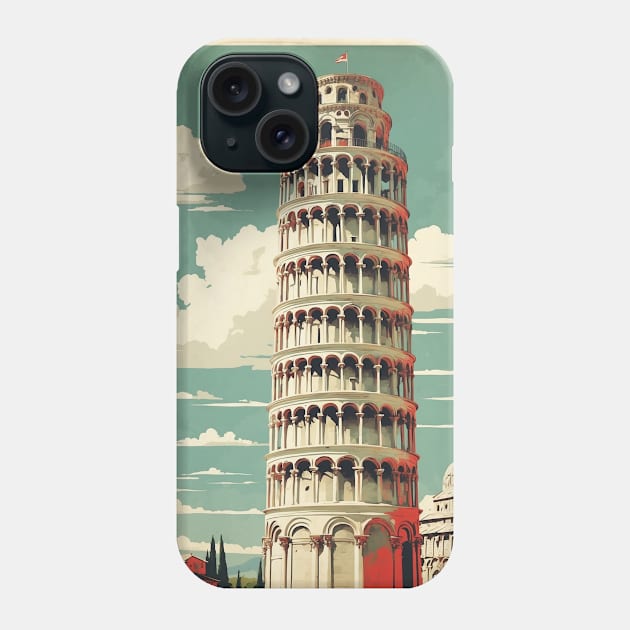 Leaning Tower of Pisa Italy Vintage Tourism Travel Poster Phone Case by TravelersGems