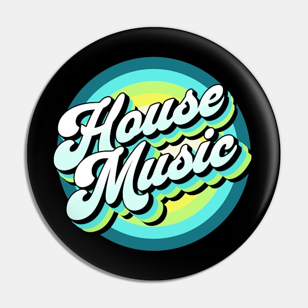 HOUSE MUSIC  - drop shadow target (blue/lime) Pin by DISCOTHREADZ 